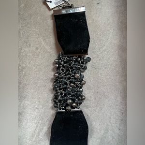 WHBM velvet bracelet black with fringe beads $30